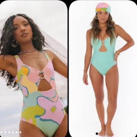 Show Me Your MuMu Summer One Piece Reversable Swimsuit size XS NWT - Picture 2 of 4